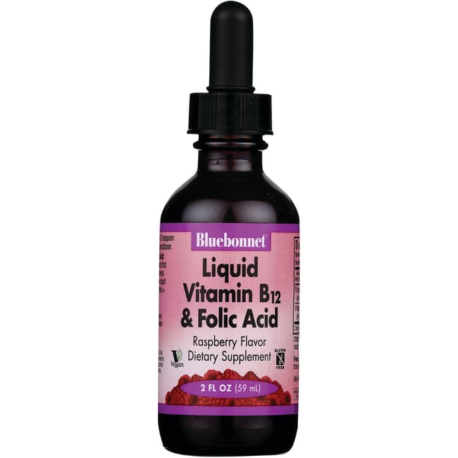 Bluebonnet Nutrition Liquid Vitamin B12 And Folic Acid Raspberry 2 Fl Oz 59 Ml Liquid