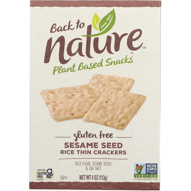 Back To Nature Sesame Seed Rice Thin Crackers 4 oz Box Swanson Health
