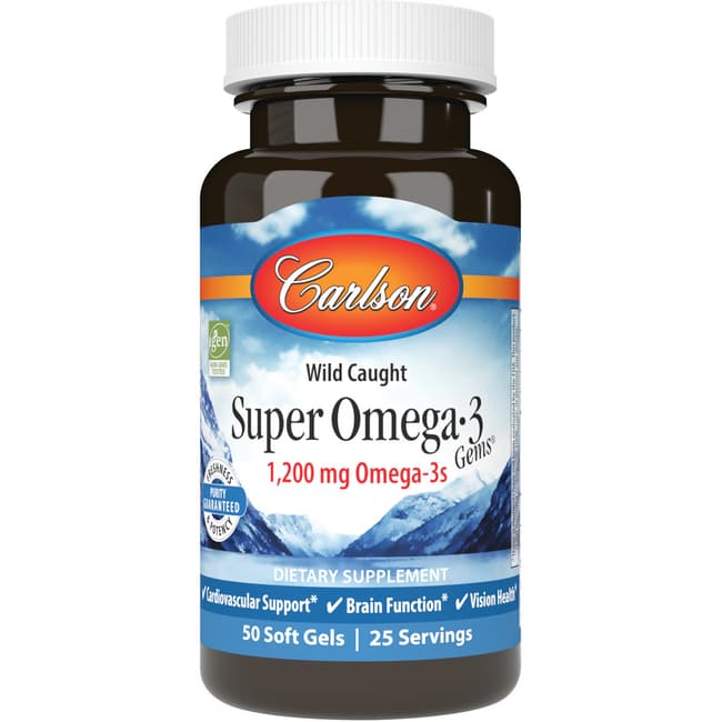 Carlson Super Omega 3 Gems Fish Oil 1,000 mg 50 Sgels ...