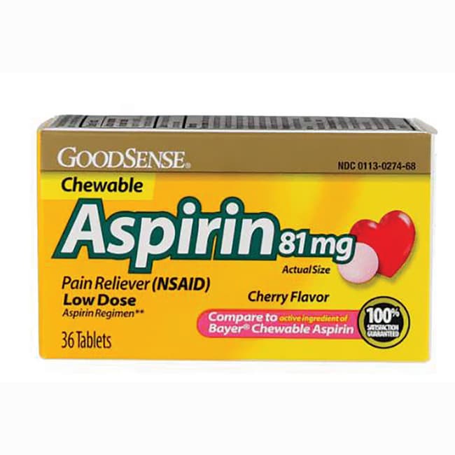 Good Sense Aspirin Low Dose 81 mg 36 Chwbls Swanson Health Products