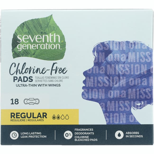 Seventh Generation Chlorine Free UltraThin Pads with Wings Regular