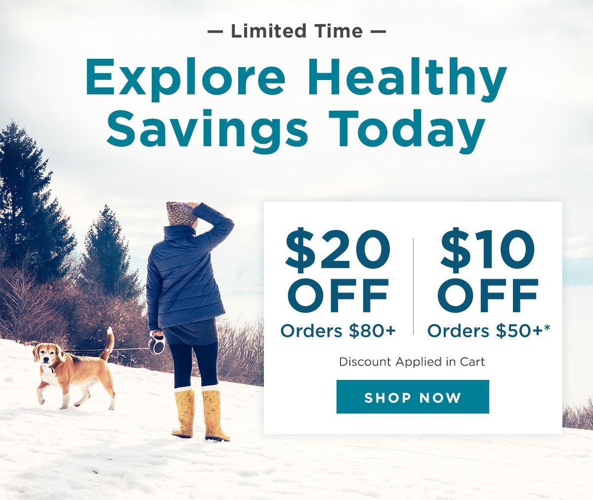 $20 off $80 or $10 off $50