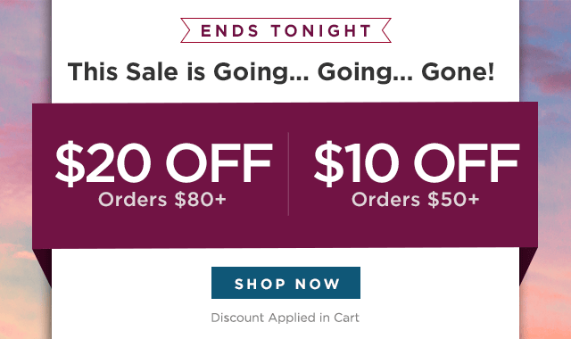 $10 off $50 or $20 off $80