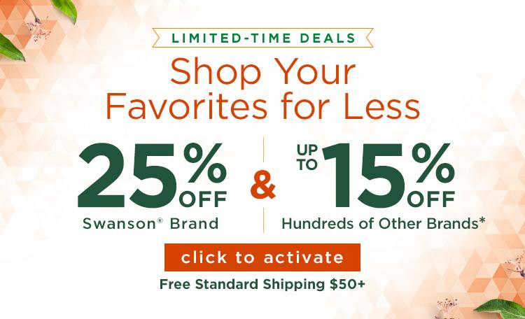25% off Swanson Brand & Up to 15% off Almost Everything Else