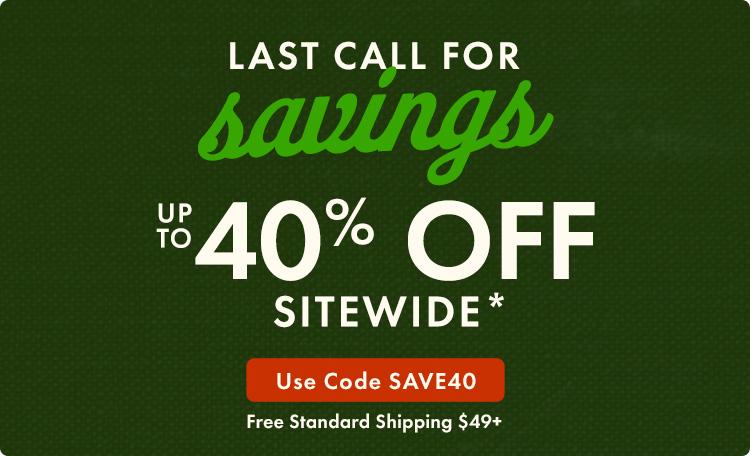Up to 40% Off Sitewide