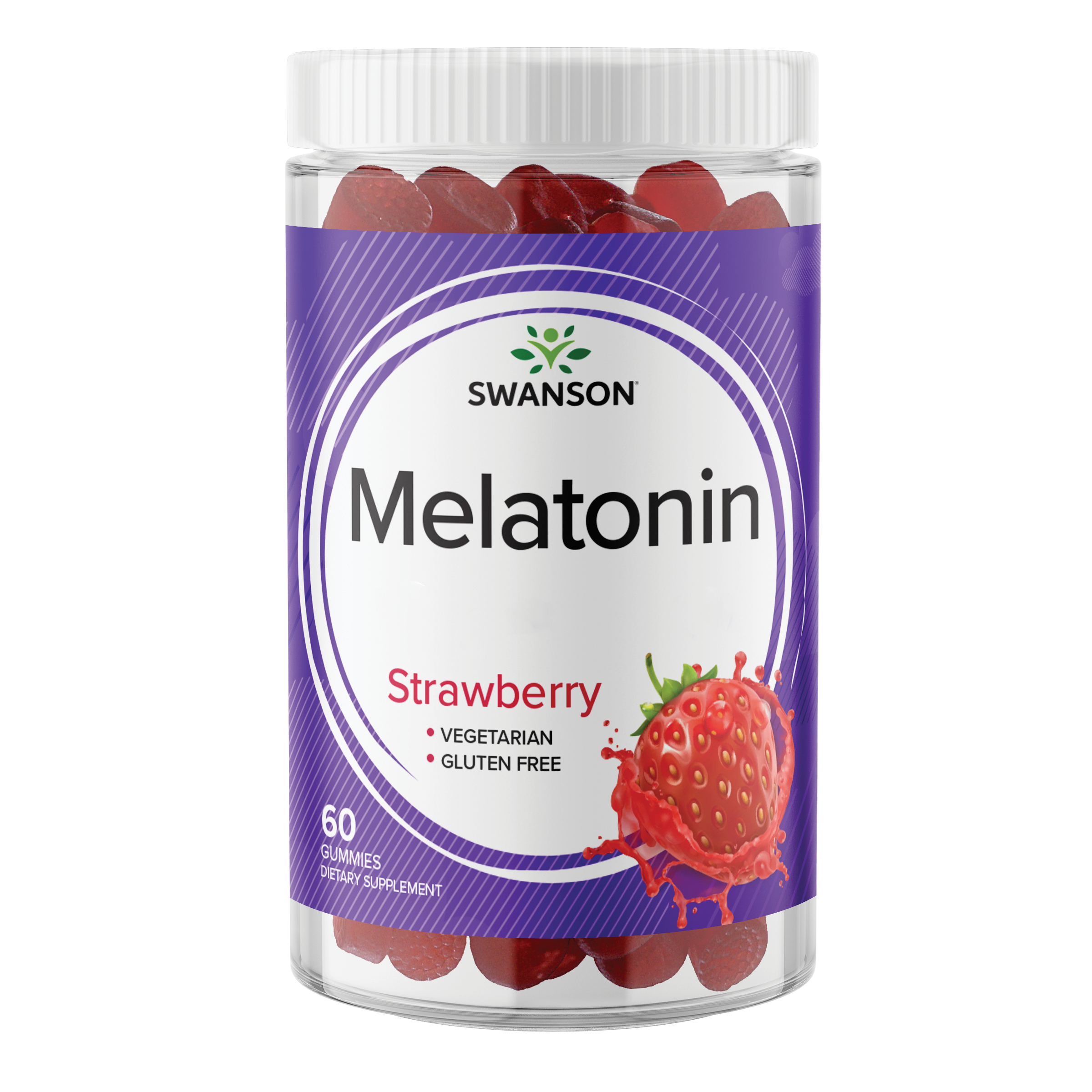 Swanson Premium Melatonin Gummies - Strawberry Supplement Vitamin | 2.5 mg | 60 Gummies