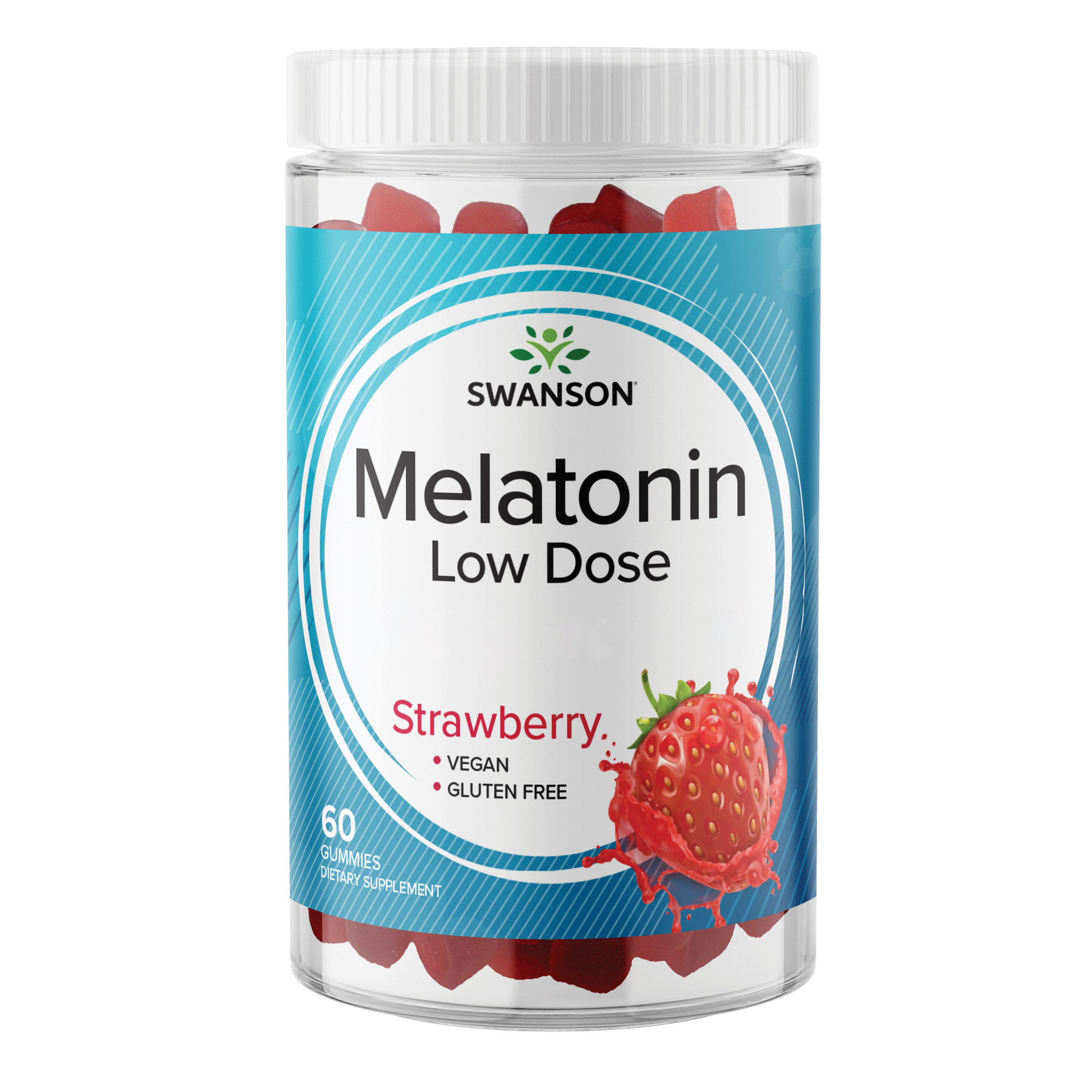 Swanson Premium Melatonin Low Dose Gummies - Strawberry Supplement Vitamin | 1 mg | 60 Gummies