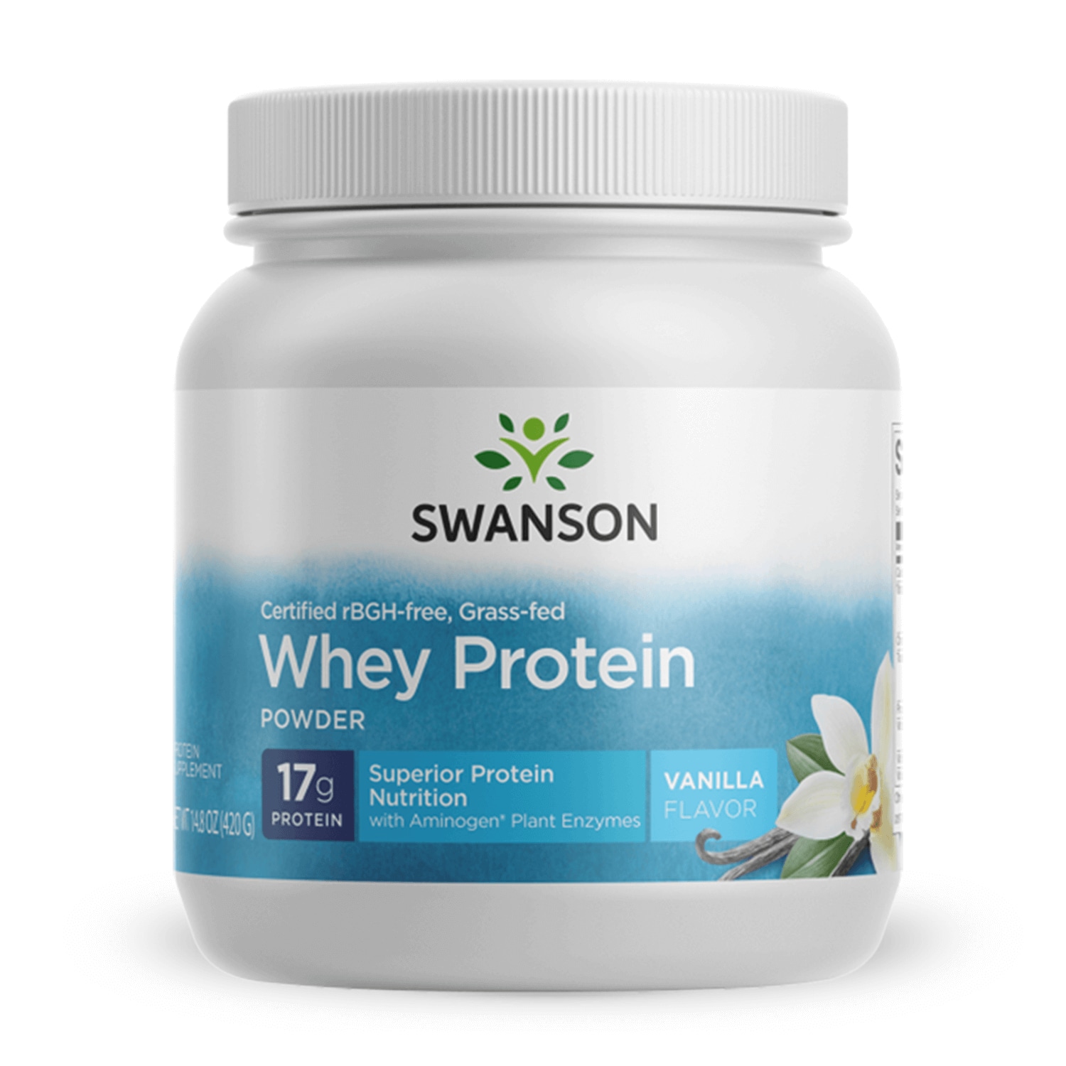 Swanson Ultra Certified rbgh-Free Grass-Fed Whey Protein Powder- Vanilla | 14.8 oz Powder