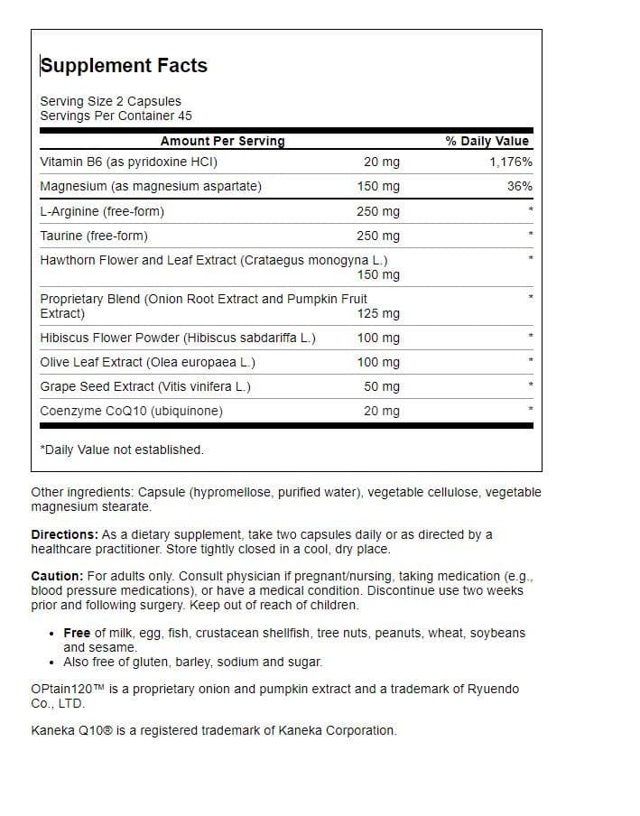 Bluebonnet Nutrition Targeted Choice Blood Pressure Support 90 Veg Caps