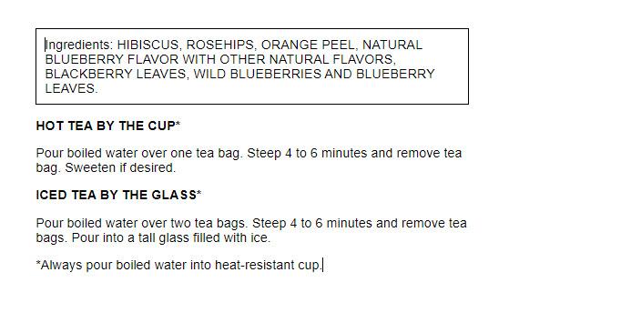 Celestial Seasonings Herbal Tea True Blueberry - Caffeine Free 20 Bag(S)