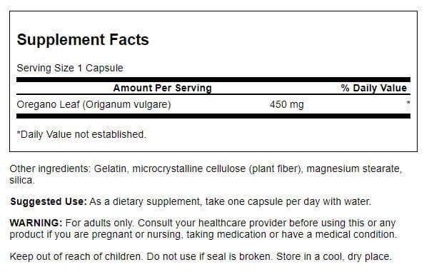 Swanson Oregano 450 mg 90 Capsules