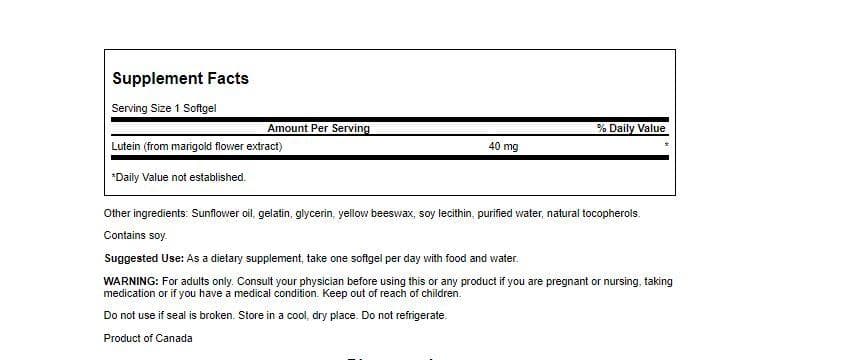 Swanson Lutein Softgels, 40 mg, 60 Count