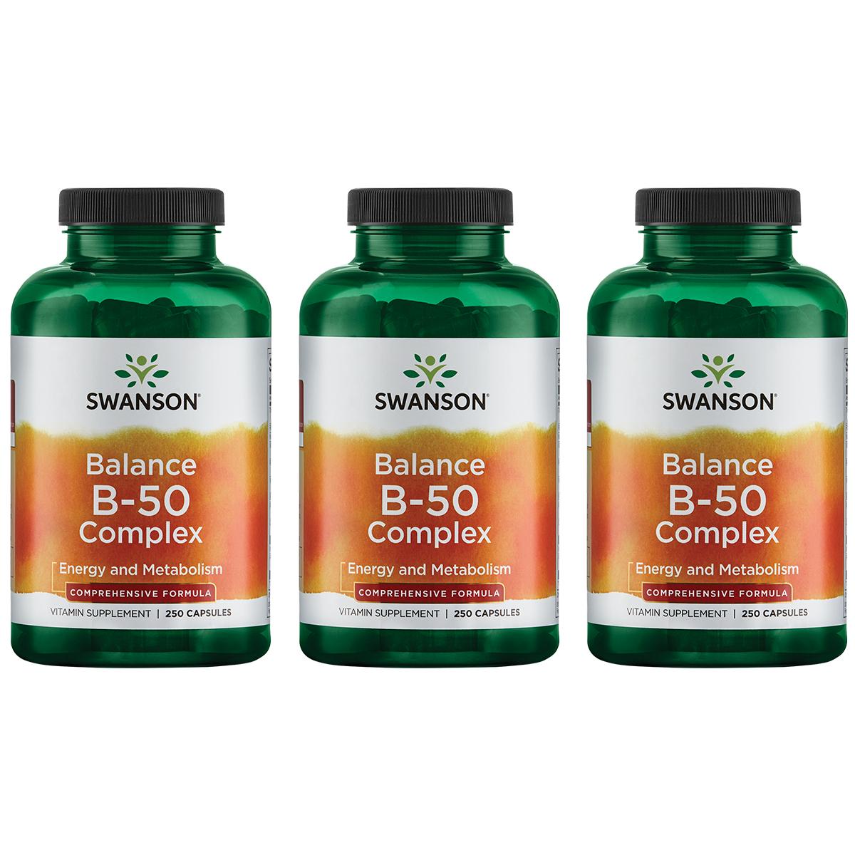 Swanson Premium Balance B-50 Complex 3 Pack Vitamin 250 Caps Vitamin C