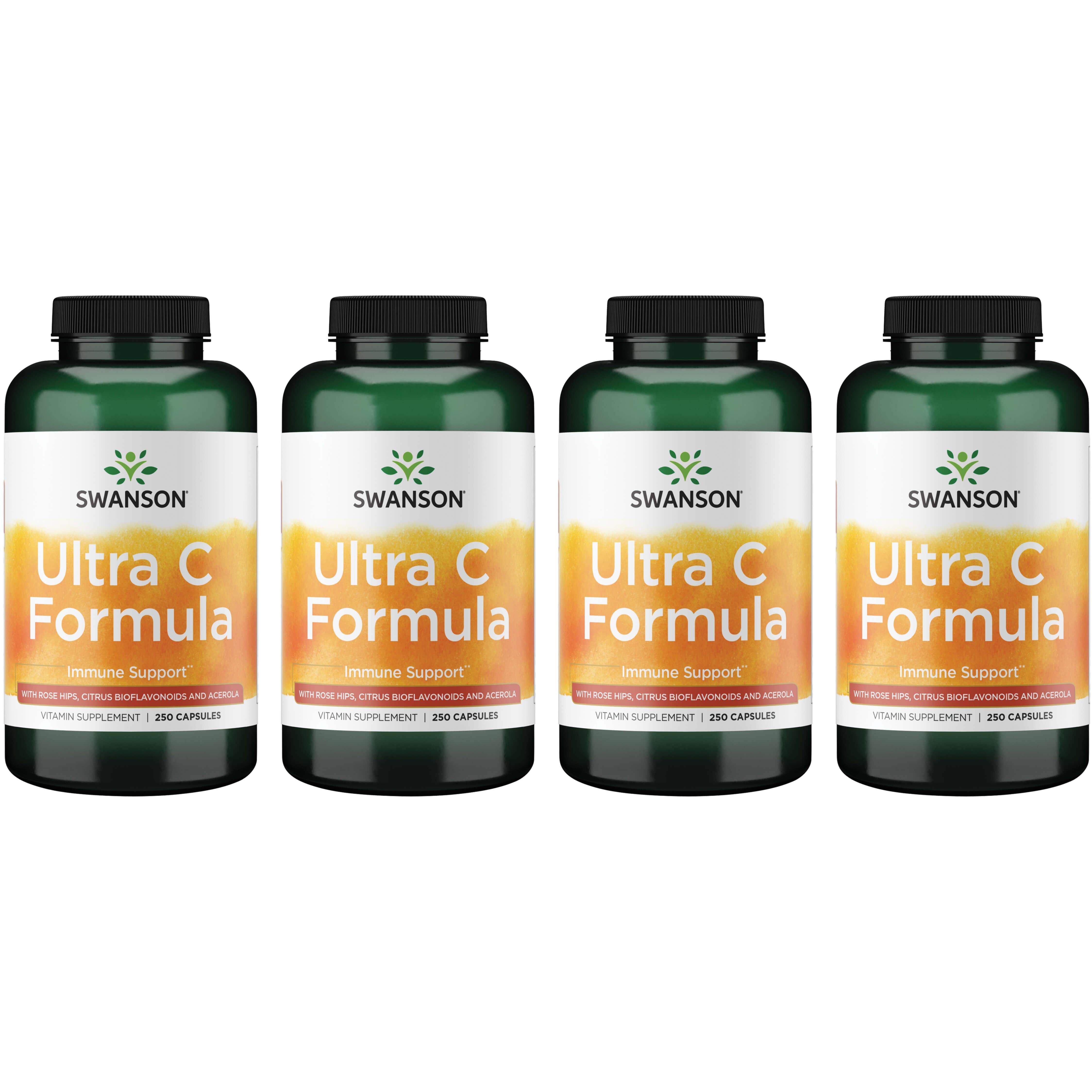 Swanson Premium Ultra C Formula 4 Pack Vitamin 250 Caps Vitamin C