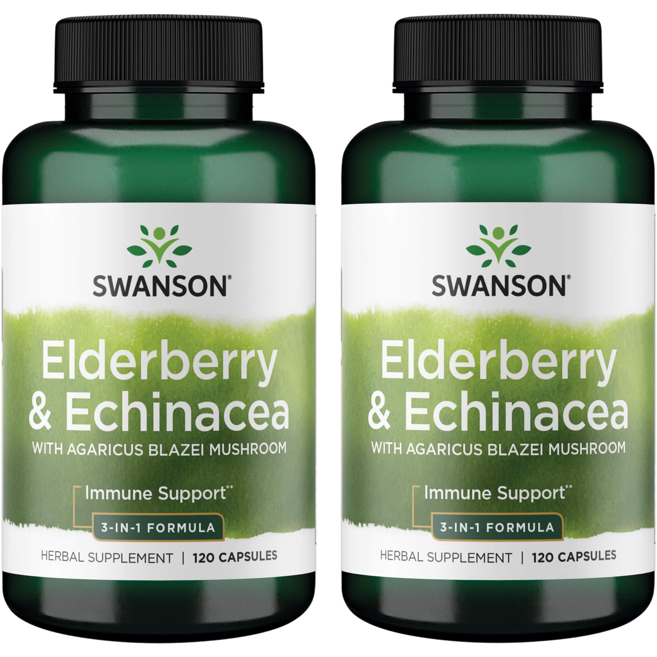 Swanson Premium Elderberry & Echinacea with Agaricus Blazei Mushroom 2 Pack Vitamin 120 Caps