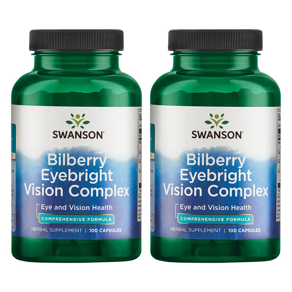 Swanson Premium Bilberry Eyebright Vision Complex 2 Pack Vitamin 100 Caps