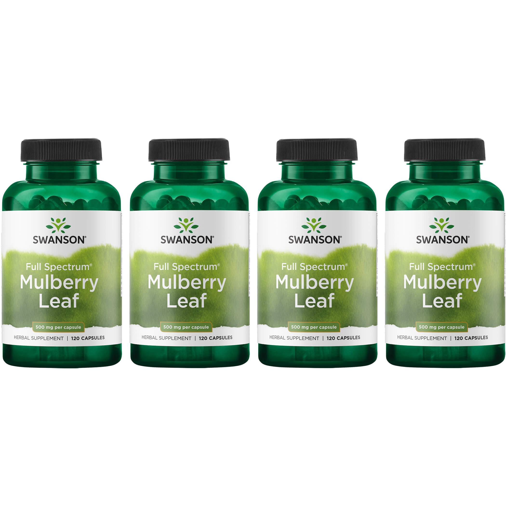 Swanson Premium Full Spectrum Mulberry Leaf 4 Pack Vitamin 500 mg 120 Caps