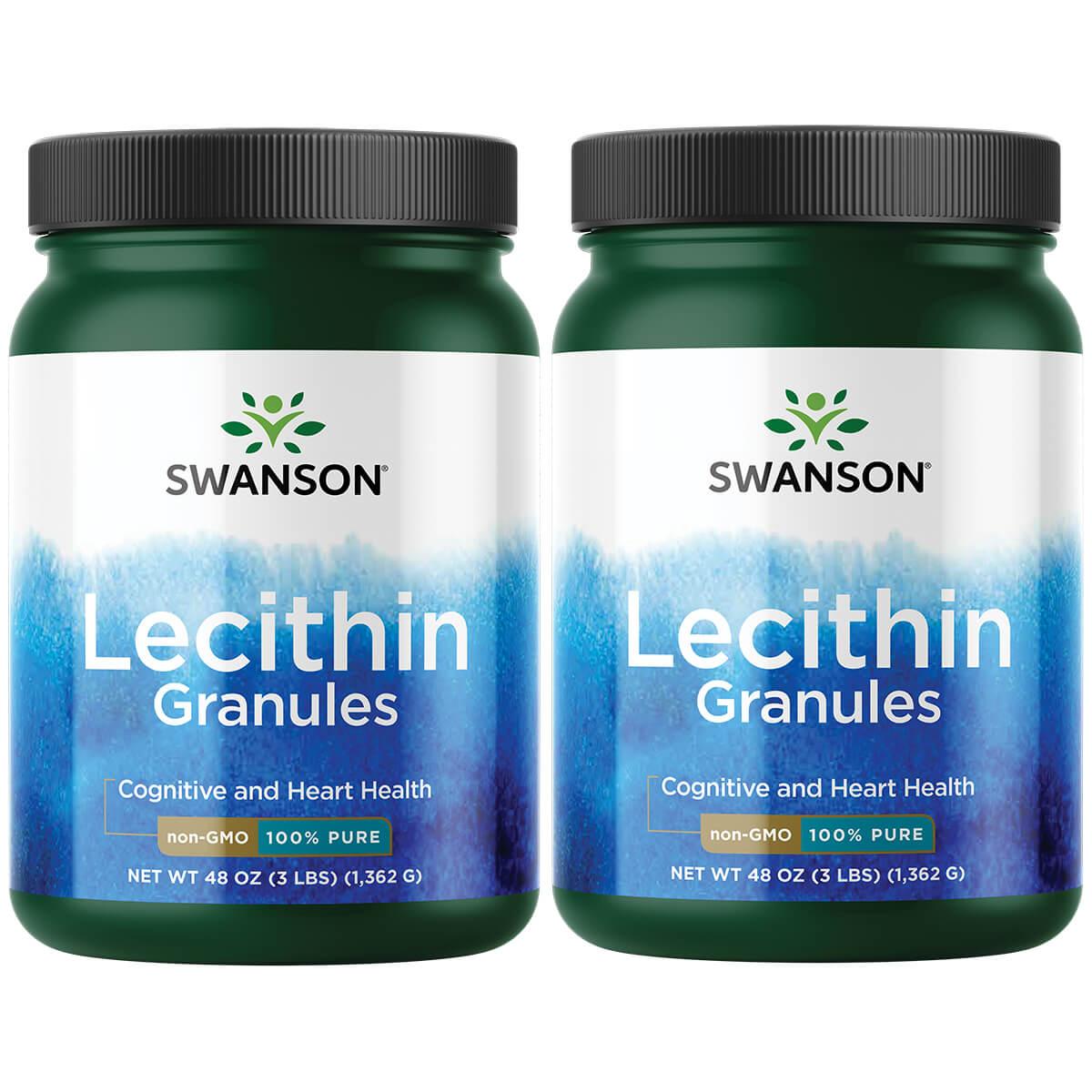Swanson Premium Lecithin Granules - Non-Gmo 100% Pure 2 Pack Supplement Vitamin 48 oz Granules
