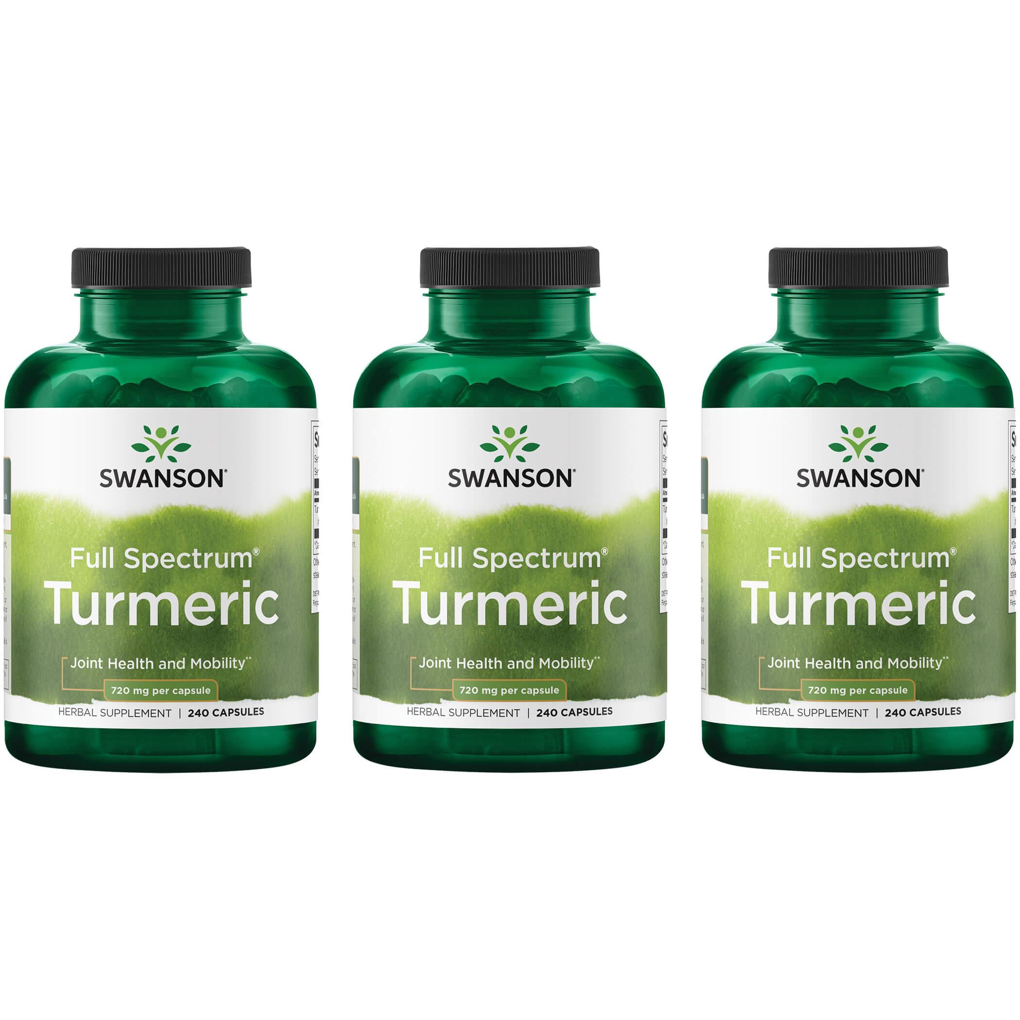 Swanson Premium Full Spectrum Turmeric 3 Pack Vitamin 720 mg 240 Caps