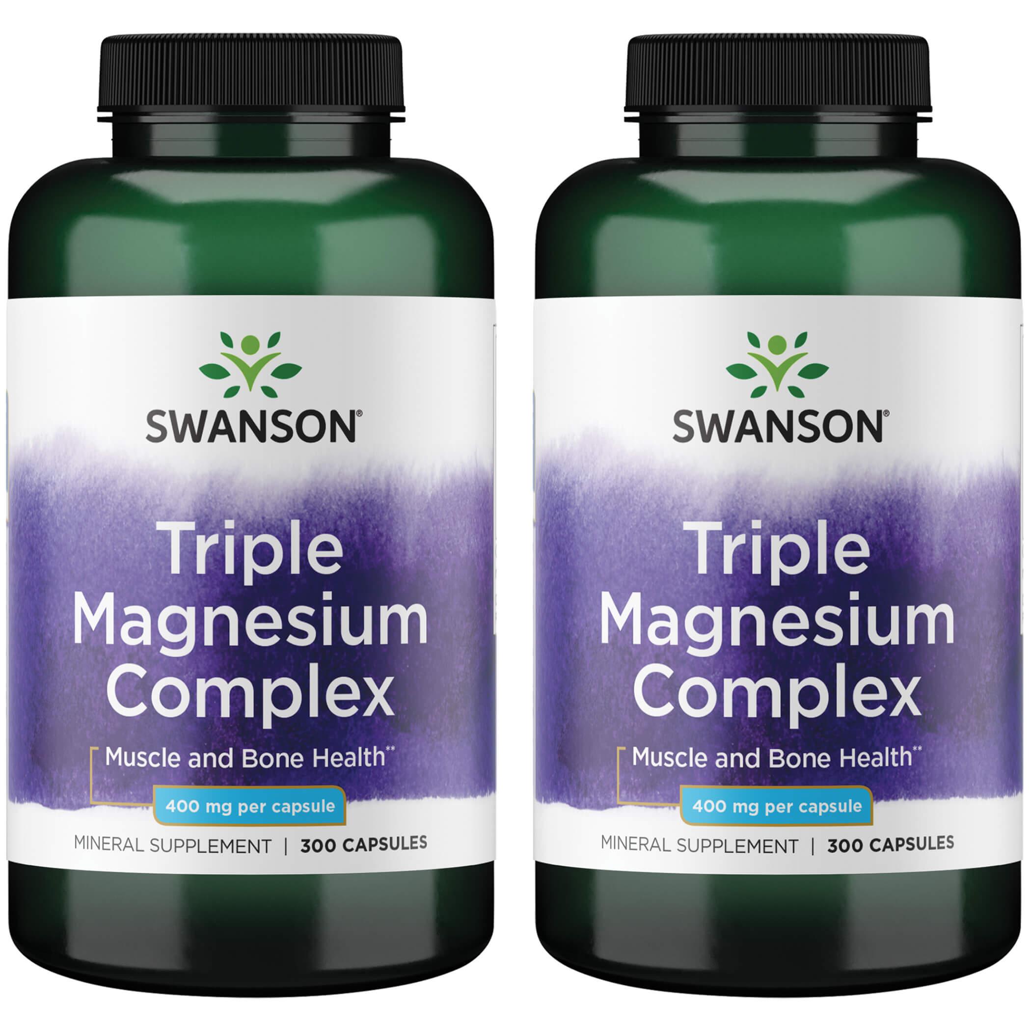 Swanson Premium Triple Magnesium Complex 2 Pack Vitamin 400 mg 300 Caps