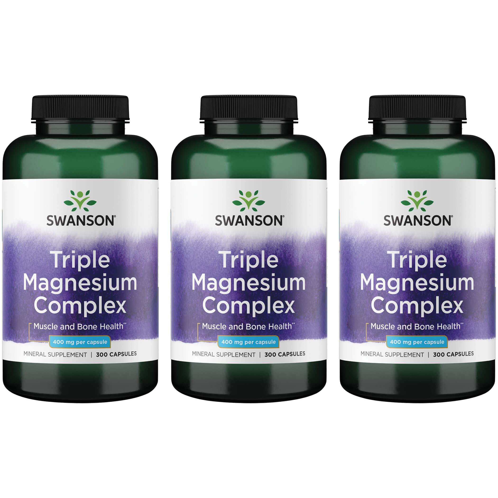 Swanson Premium Triple Magnesium Complex 3 Pack Vitamin 400 mg 300 Caps