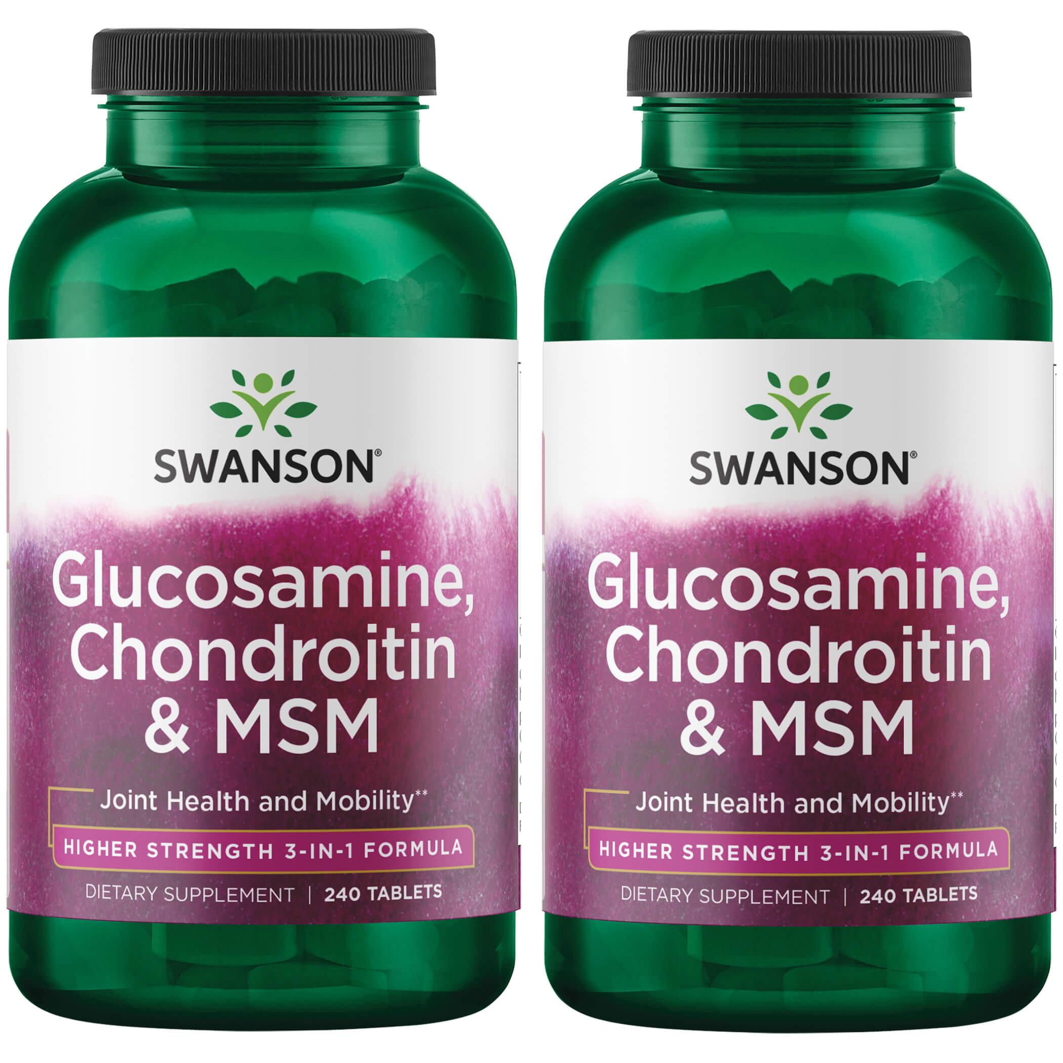 Swanson Premium Glucosamine, Chondroitin & Msm - Higher Strength 2 Pack Supplement Vitamin 240 Tabs