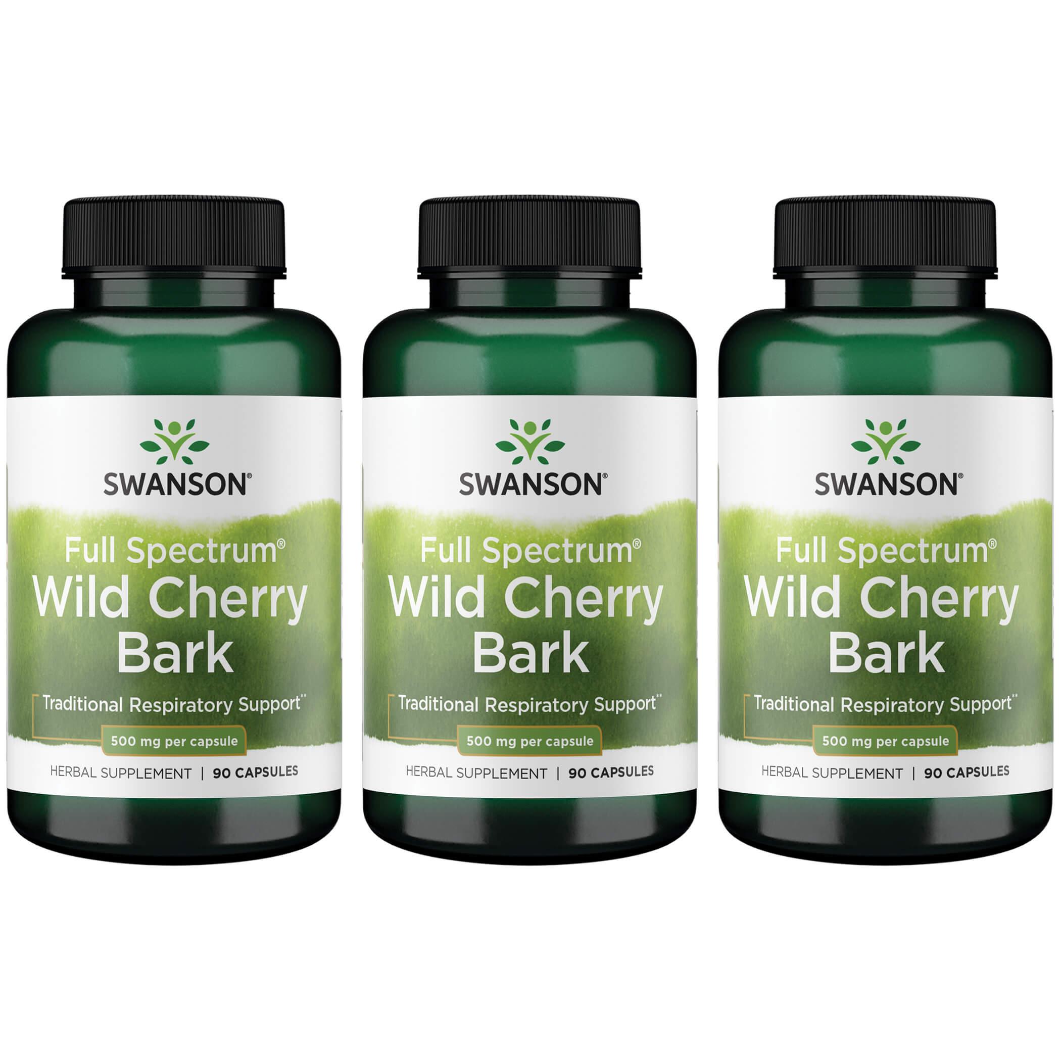 Swanson Premium Full Spectrum Wild Cherry Bark 3 Pack Vitamin 500 mg 90 Caps
