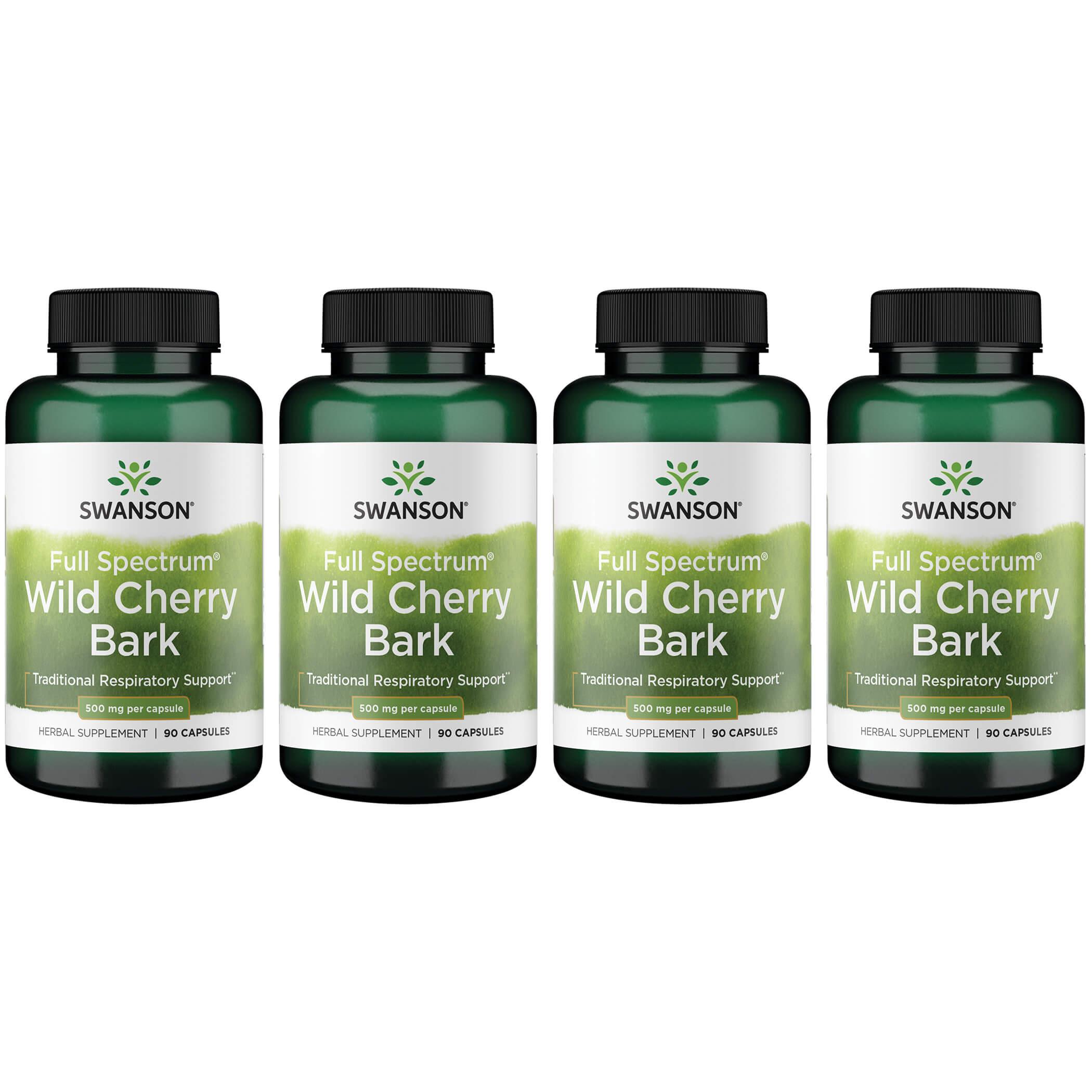 Swanson Premium Full Spectrum Wild Cherry Bark 4 Pack Vitamin 500 mg 90 Caps
