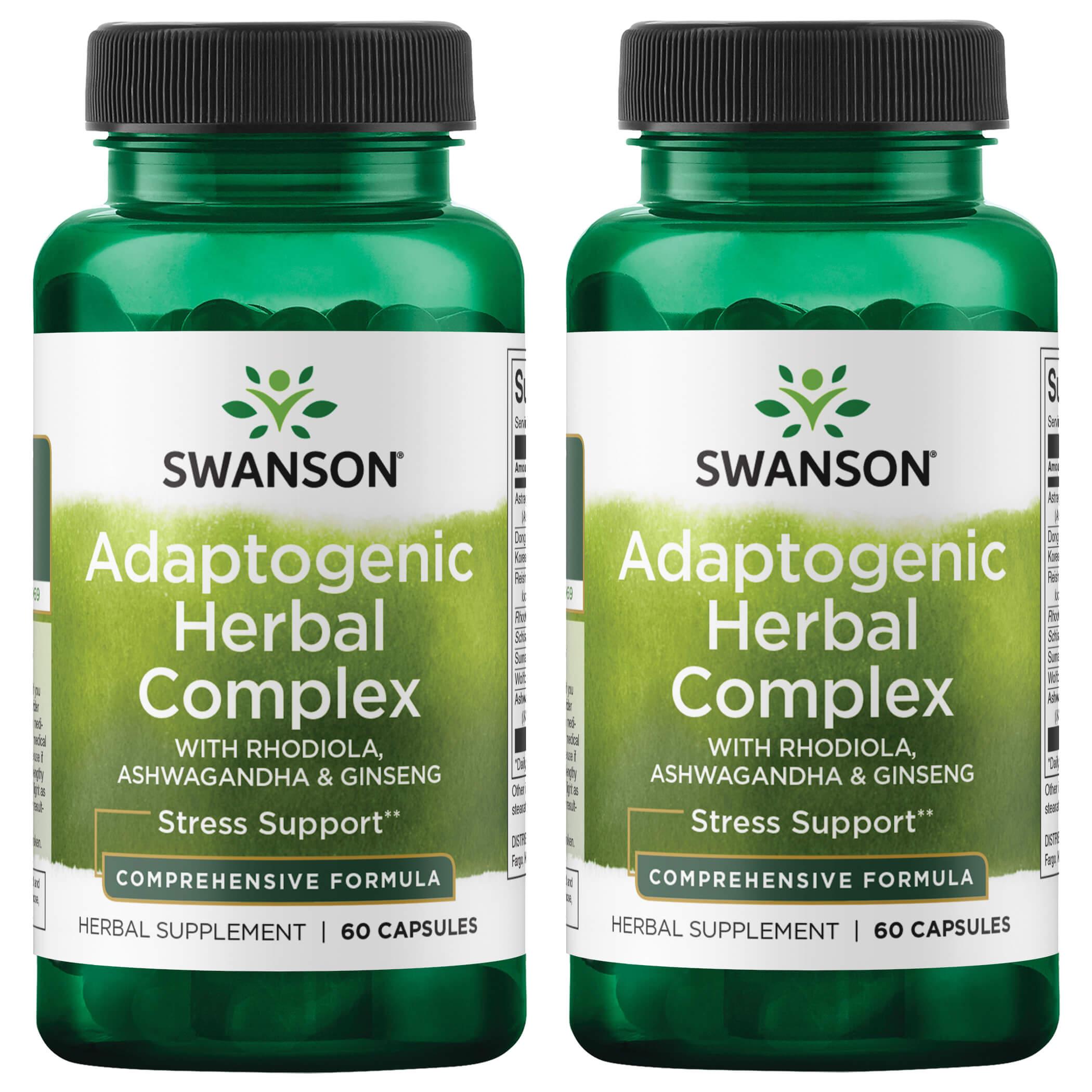 Swanson Premium Adaptogenic Herbal Complex with Rhodiola, Ashwagandha & Ginseng 2 Pack Vitamin 60 Caps