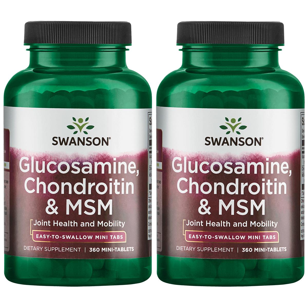 Swanson Premium Glucosamine, Chondroitin & Msm - Mini Tabs 2 Pack Supplement Vitamin 360 Tabs