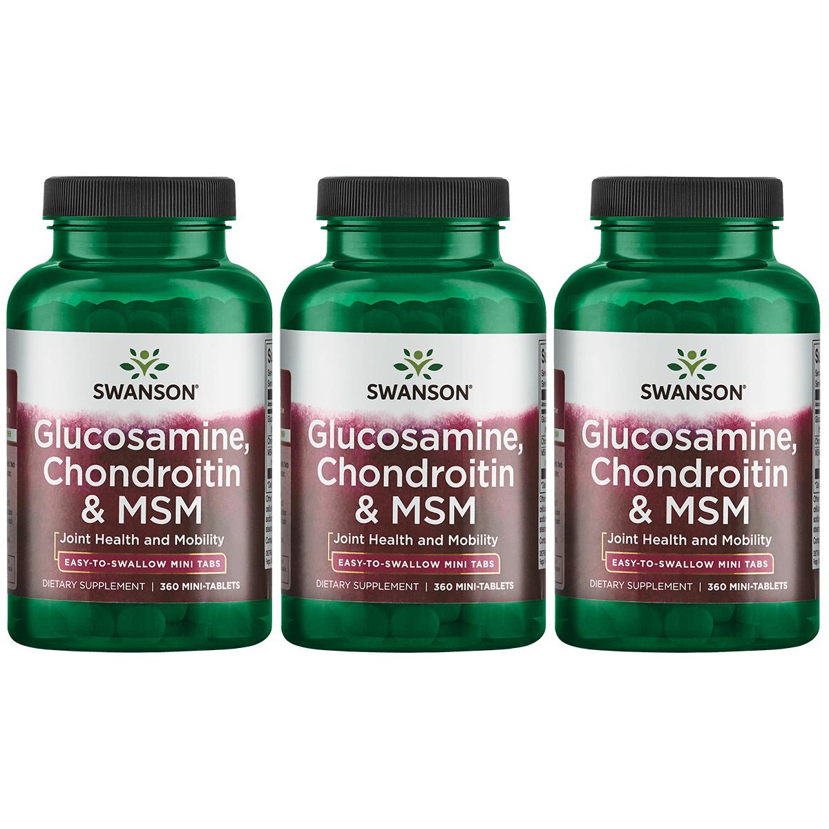 Swanson Premium Glucosamine, Chondroitin & Msm - Mini Tabs 3 Pack Supplement Vitamin 360 Tabs