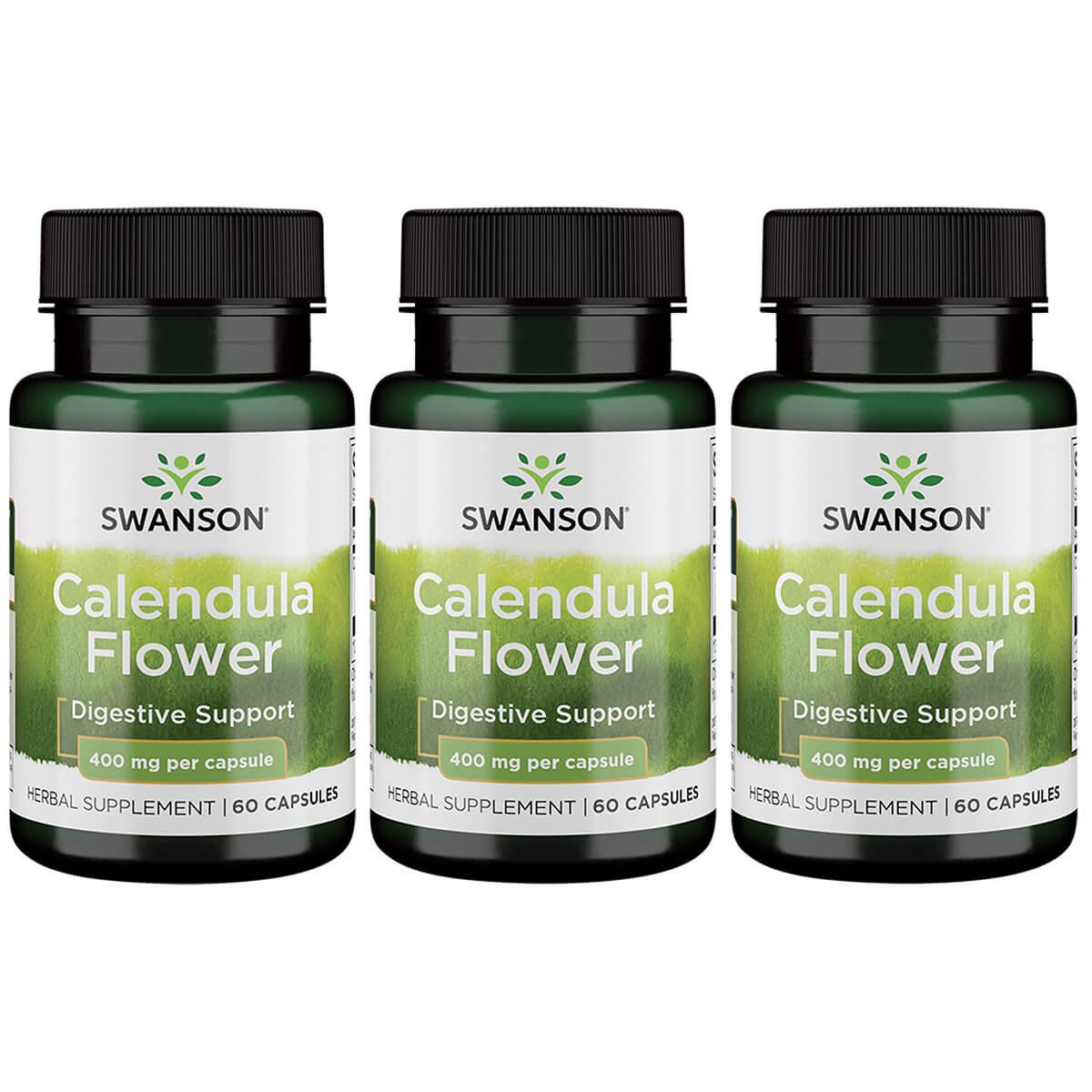 Swanson Premium Calendula Flower 3 Pack Vitamin 400 mg 60 Caps