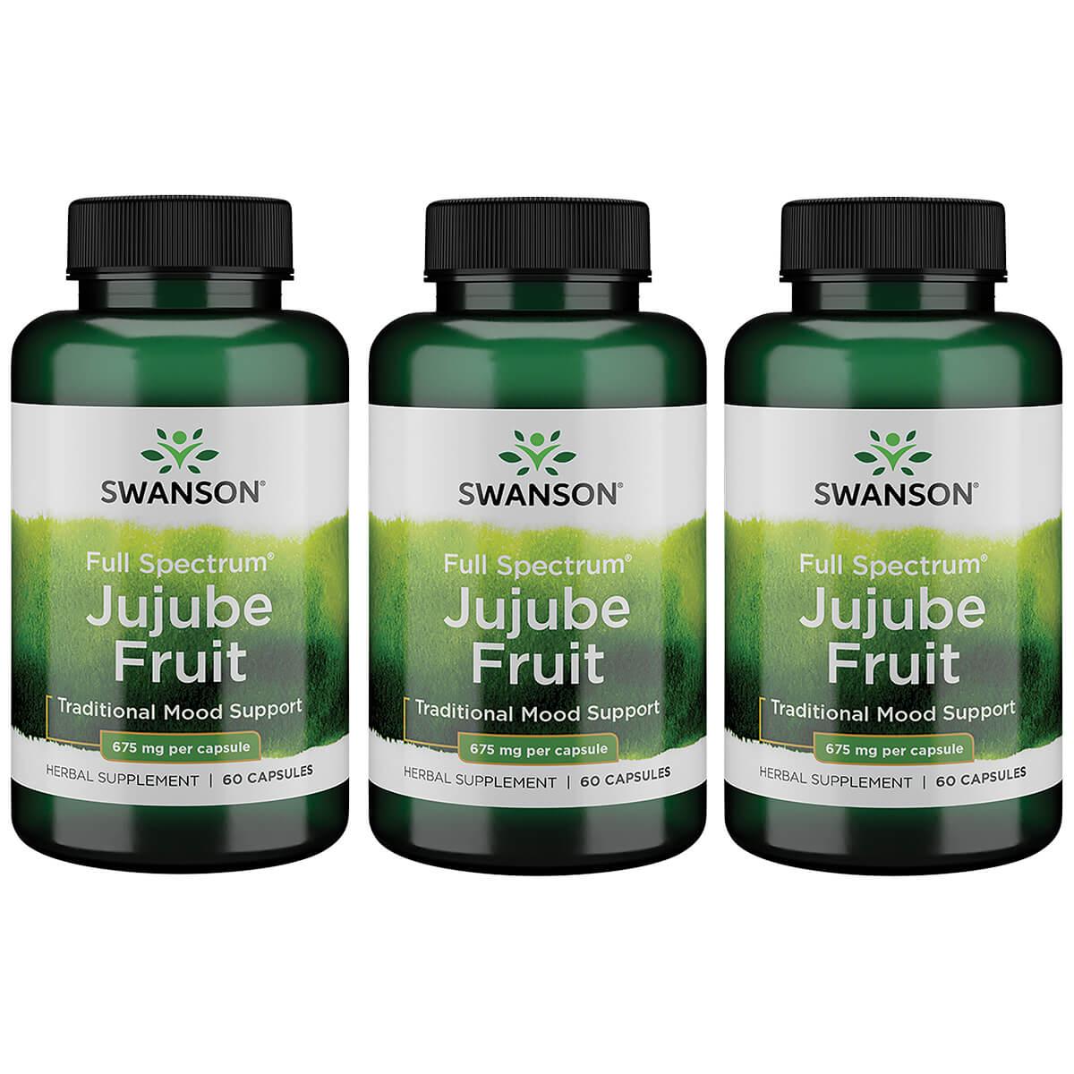 Swanson Premium Full Spectrum Jujube Fruit 3 Pack Vitamin 675 mg 60 Caps