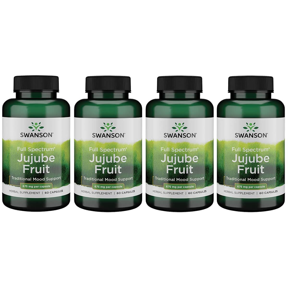 Swanson Premium Full Spectrum Jujube Fruit 4 Pack Vitamin 675 mg 60 Caps
