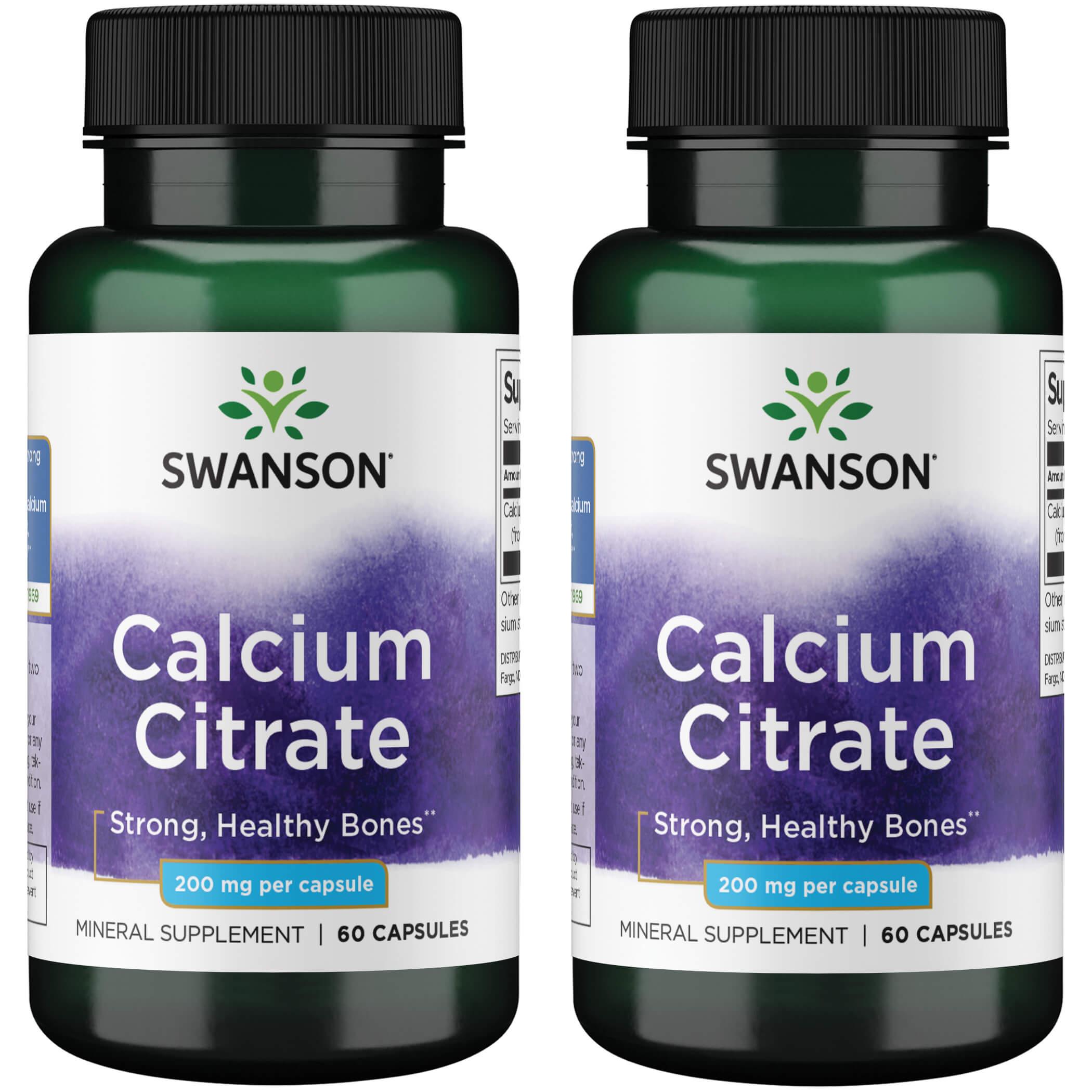 Swanson Premium Calcium Citrate 2 Pack Vitamin 200 mg 60 Caps