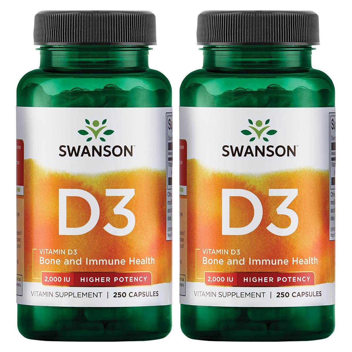 Swanson Premium Vitamin D3 - Higher Potency 2 Pack 2000 Iu 250 Caps