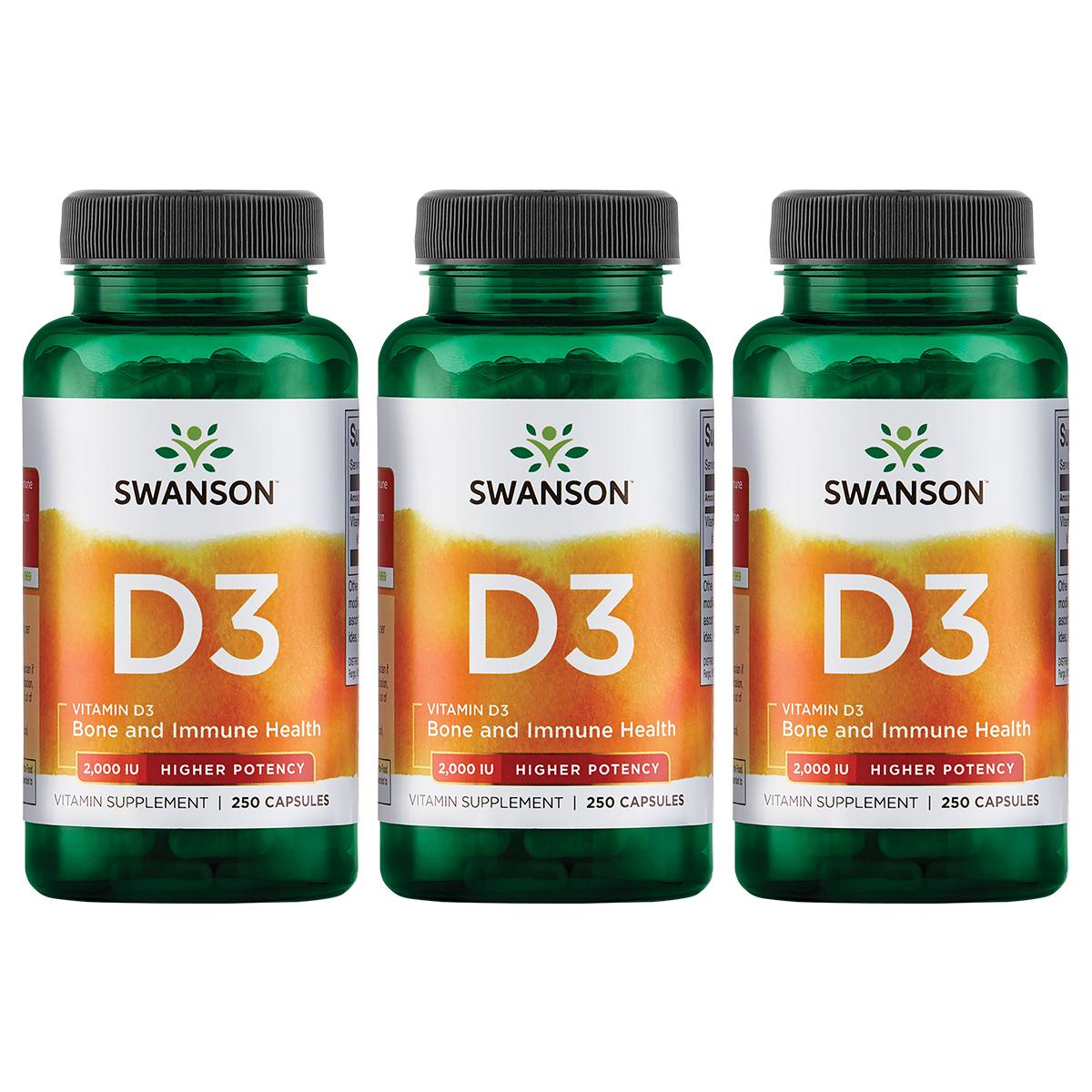 Swanson Premium Vitamin D3 - Higher Potency 3 Pack 2000 Iu 250 Caps