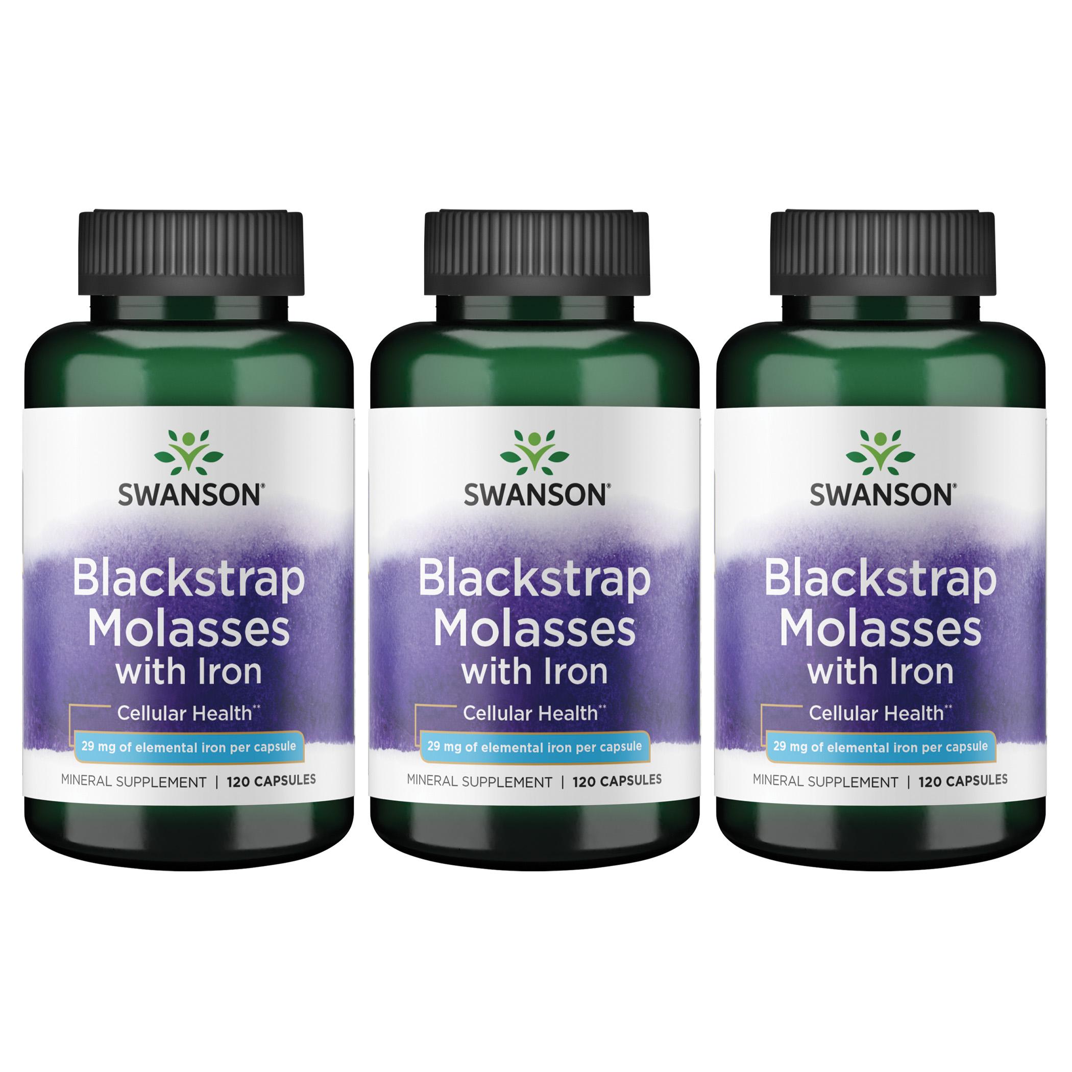Swanson Premium Blackstrap Molasses with Iron 3 Pack Vitamin 29 mg 120 Caps