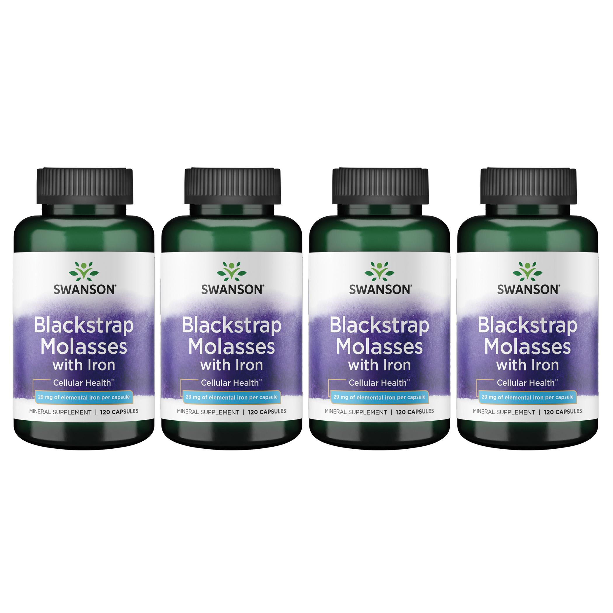 Swanson Premium Blackstrap Molasses with Iron 4 Pack Vitamin 29 mg 120 Caps