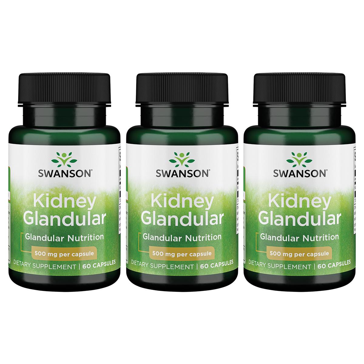 Swanson Premium Kidney Glandular 3 Pack Vitamin 500 mg 60 Caps