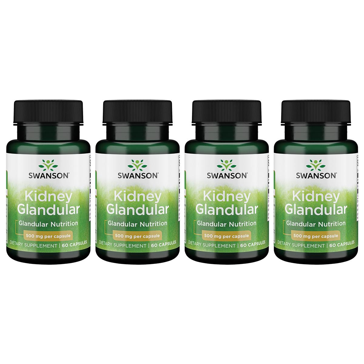 Swanson Premium Kidney Glandular 4 Pack Vitamin 500 mg 60 Caps