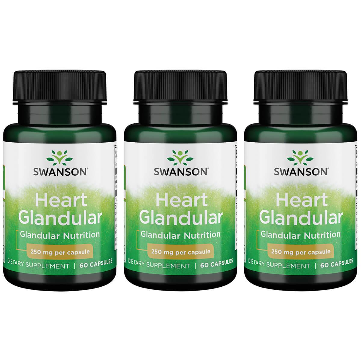 Swanson Premium Heart Glandular 3 Pack Vitamin 250 mg 60 Caps