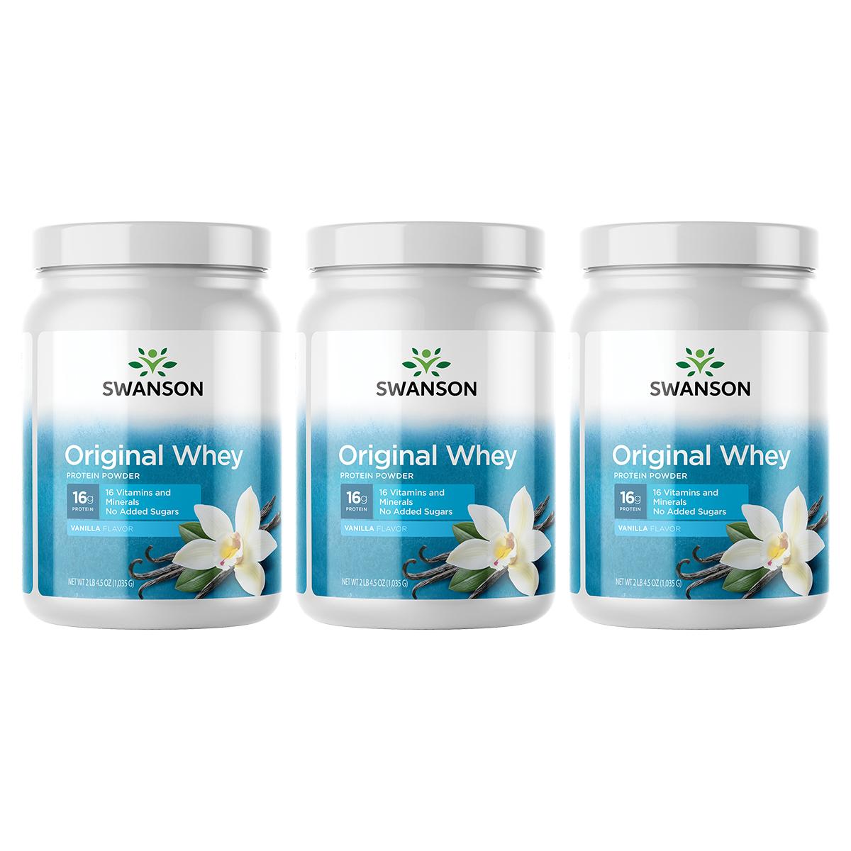Swanson Premium Original Whey Protein Powder - Vanilla 3 Pack 2 lb 4.5 oz Powder