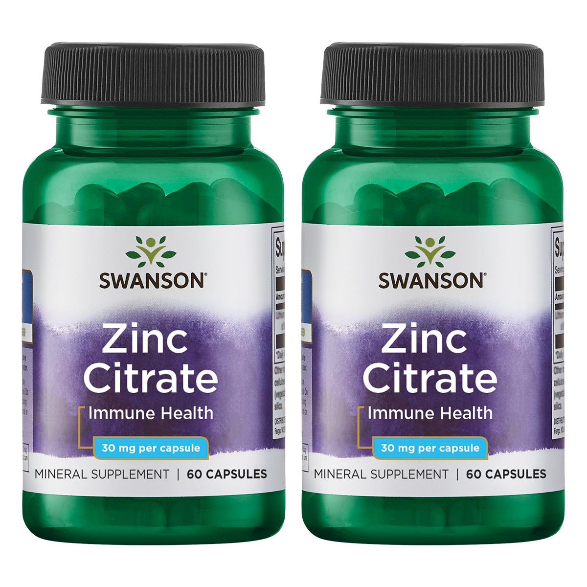 Swanson Premium Zinc Citrate 2 Pack Vitamin 30 mg 60 Caps