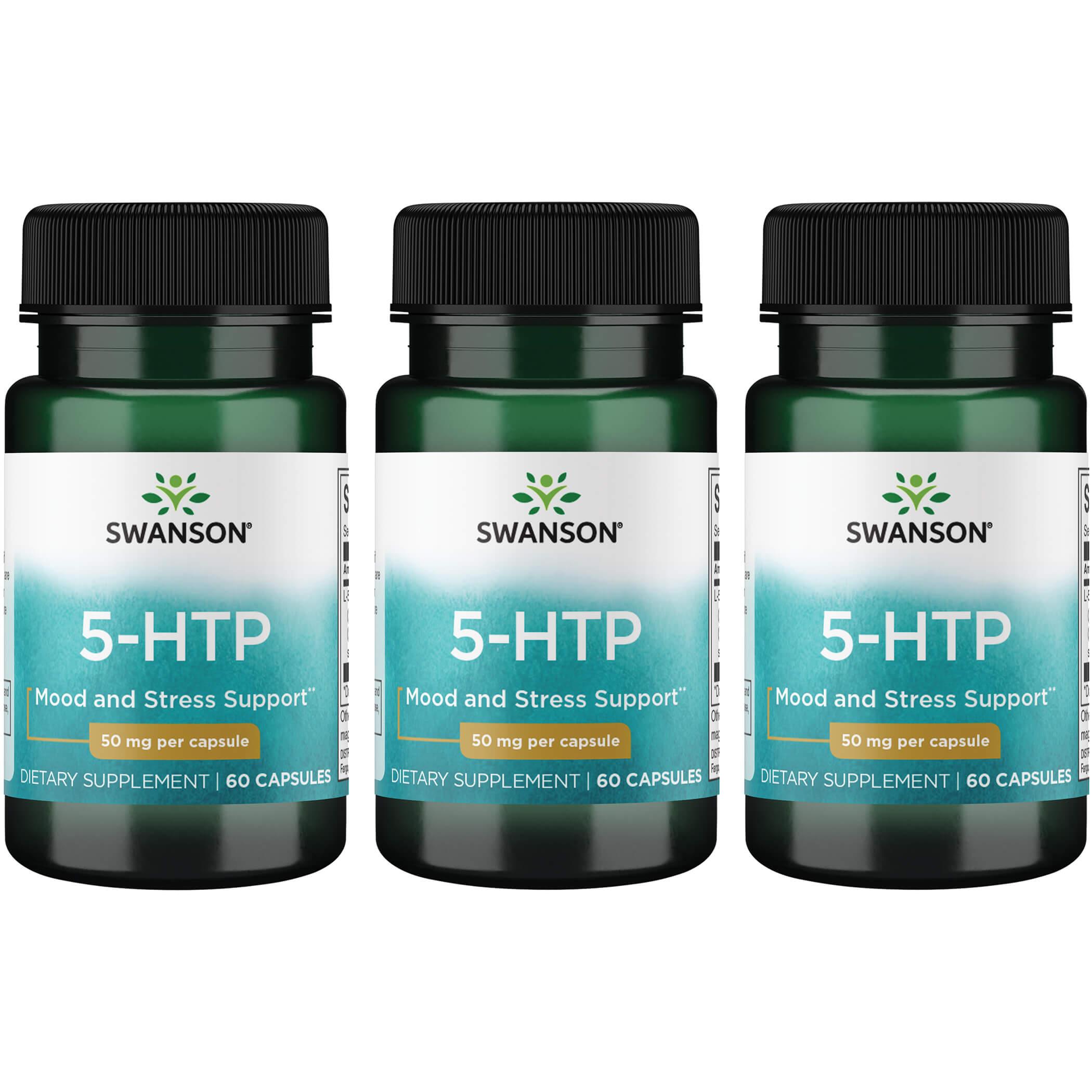 Swanson Premium 5-Htp 3 Pack Supplement Vitamin 50 mg 60 Caps