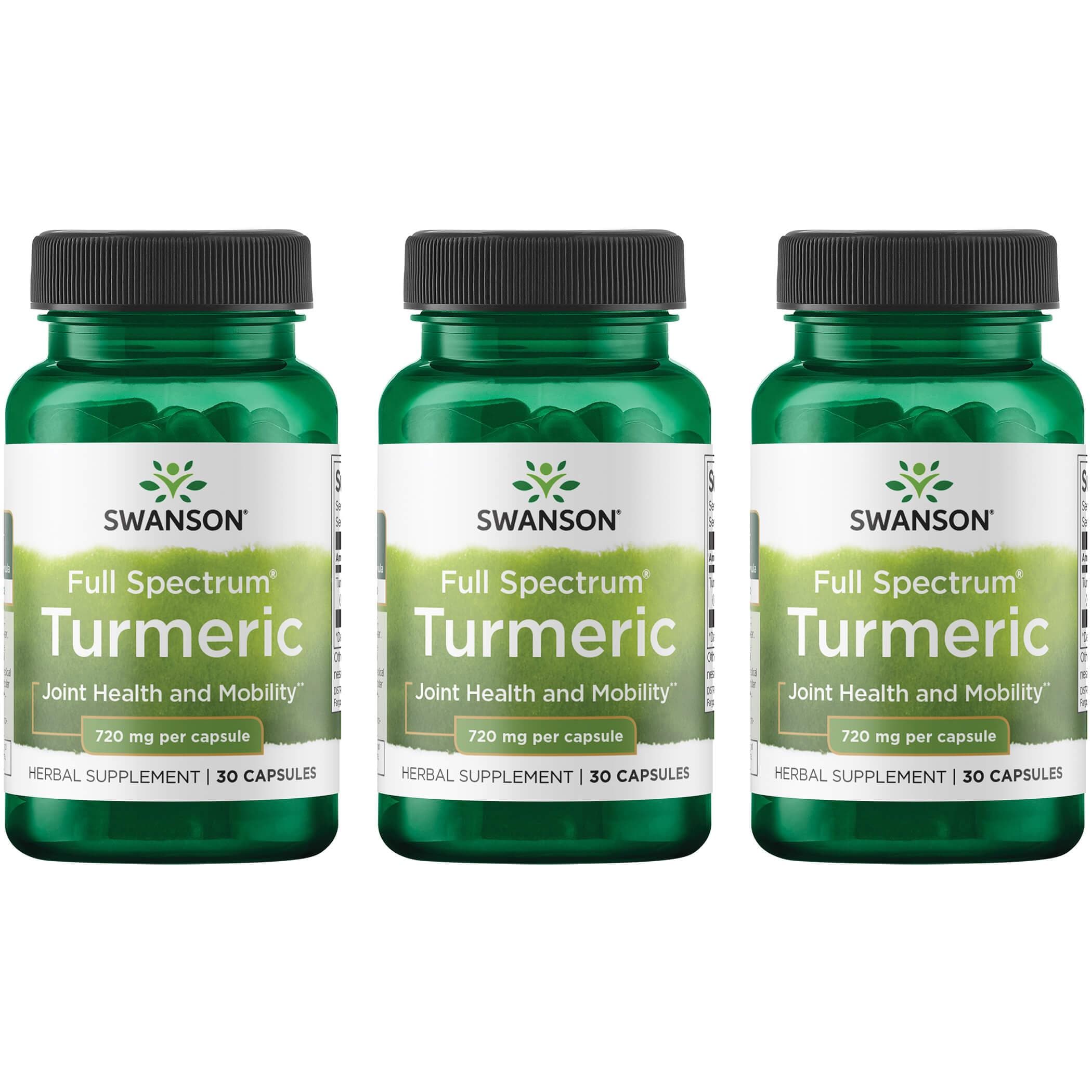 Swanson Premium Full Spectrum Turmeric 3 Pack Vitamin 720 mg 30 Caps