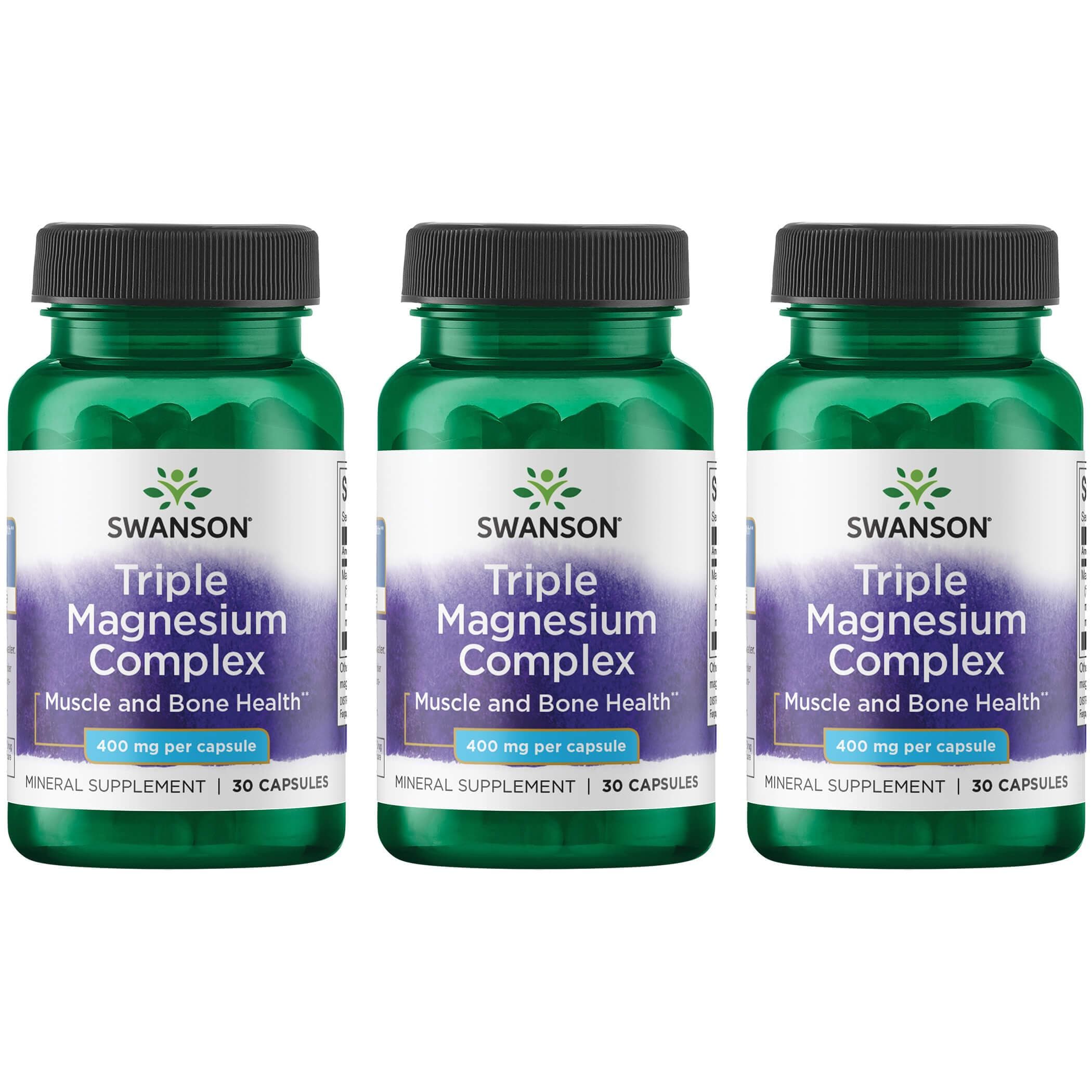 Swanson Premium Triple Magnesium Complex 3 Pack Vitamin 400 mg 30 Caps