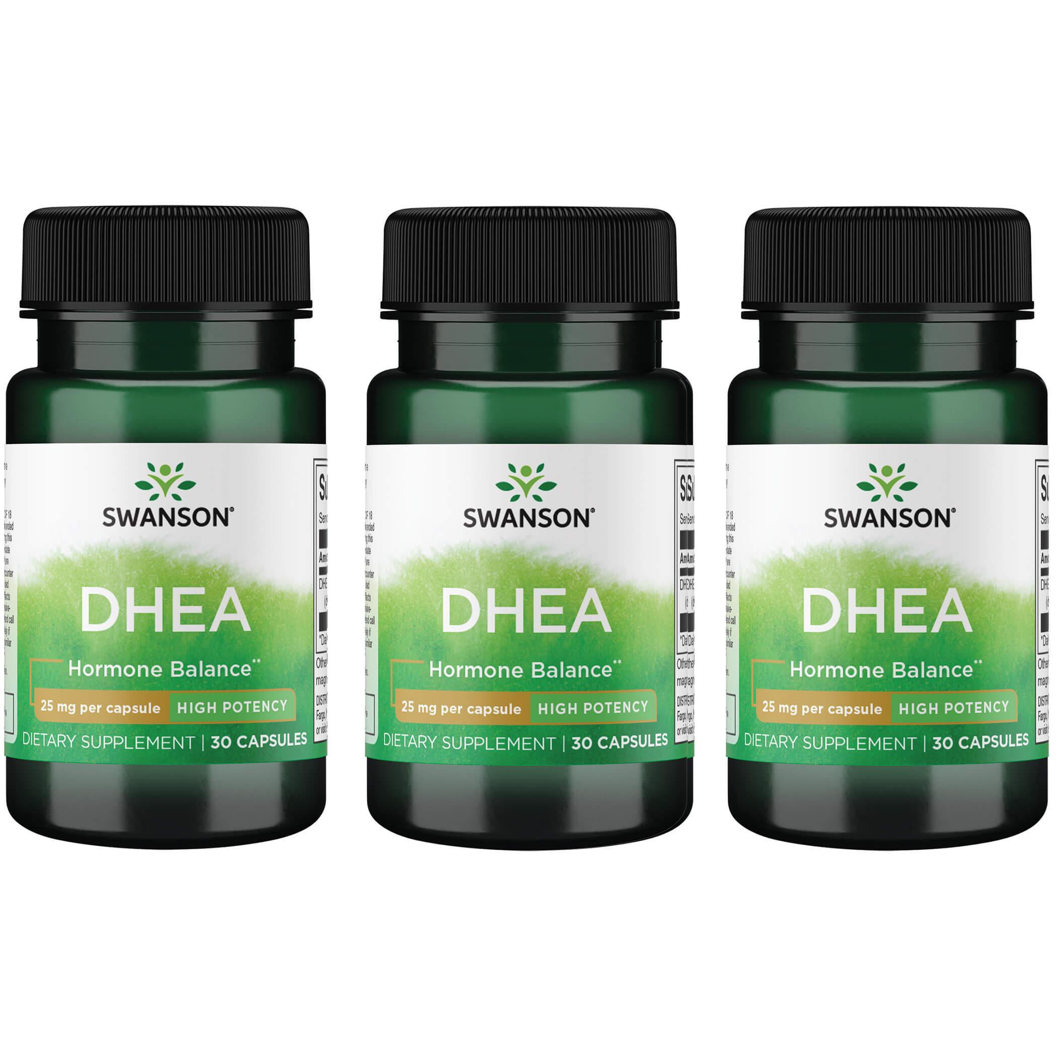 Swanson Premium Dhea - High Potency 3 Pack Supplement Vitamin 25 mg 30 Caps