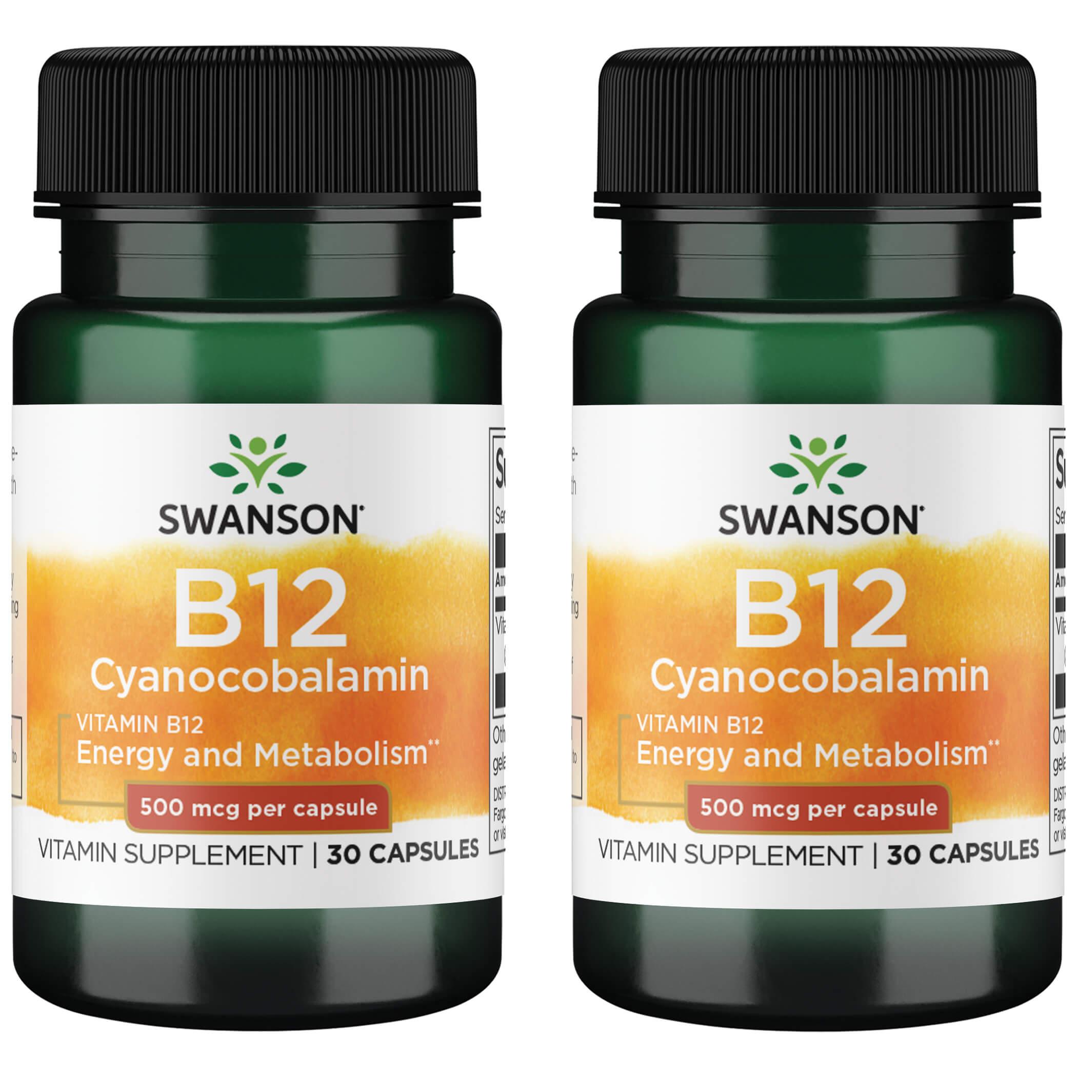Swanson Premium Vitamin B12 2 Pack 500 mcg 30 Caps
