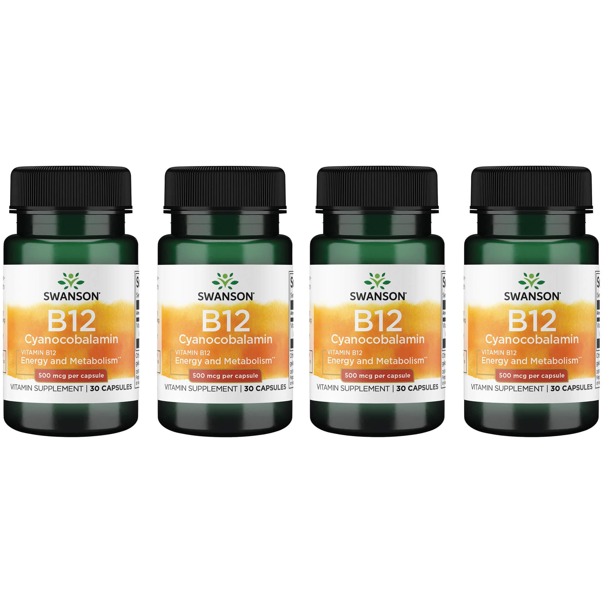 Swanson Premium Vitamin B12 4 Pack 500 mcg 30 Caps